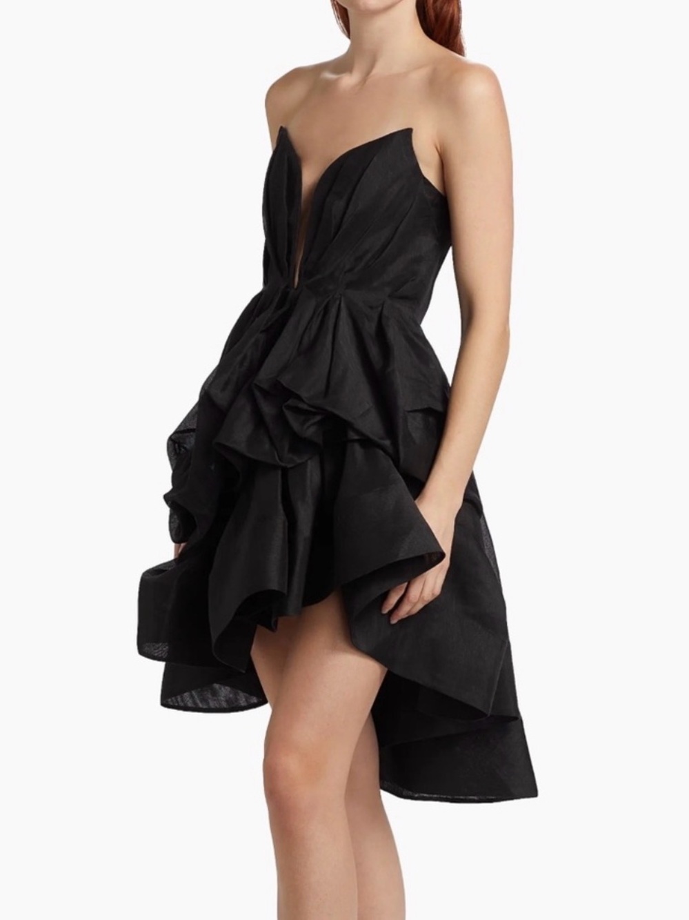 Zimmermann Black Strapless Ruffle High-Low Dress